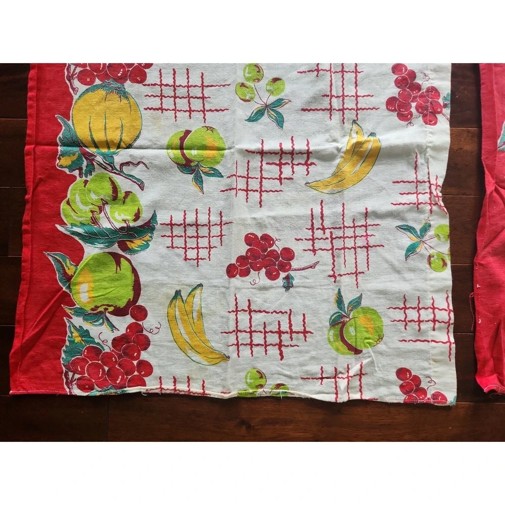 Vtg 40's-50's Feed flour Sack Fabric Valances authentic Cotton Fruit Print 40x24